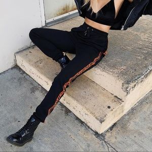 LF THE BRAND orange and black sweatpants